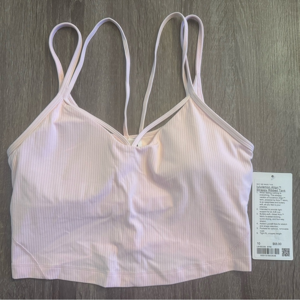 Lululemon Aligned strappy ribbed tank top Strawberry Milkshake,size 10.Baby pink